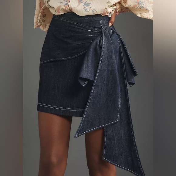 Anthropologie Dresses & Skirts - NWT Anthropologie Pilcro Bow Denim Mini Skirt. Size 12